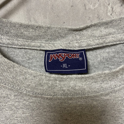 古着 used　JANSPORT　PRESBYTERIAN　アメフト　半袖カレッジプリントTシャツ　グレー　オーバーサイズ