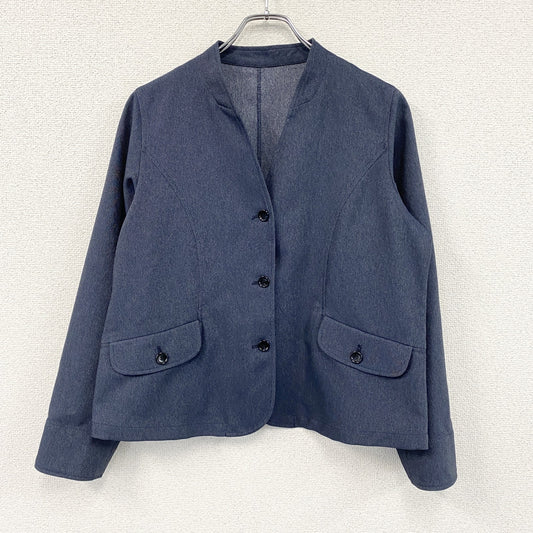 ハルメク　バンドカラーデニムジャケット　インディゴ　Lサイズ