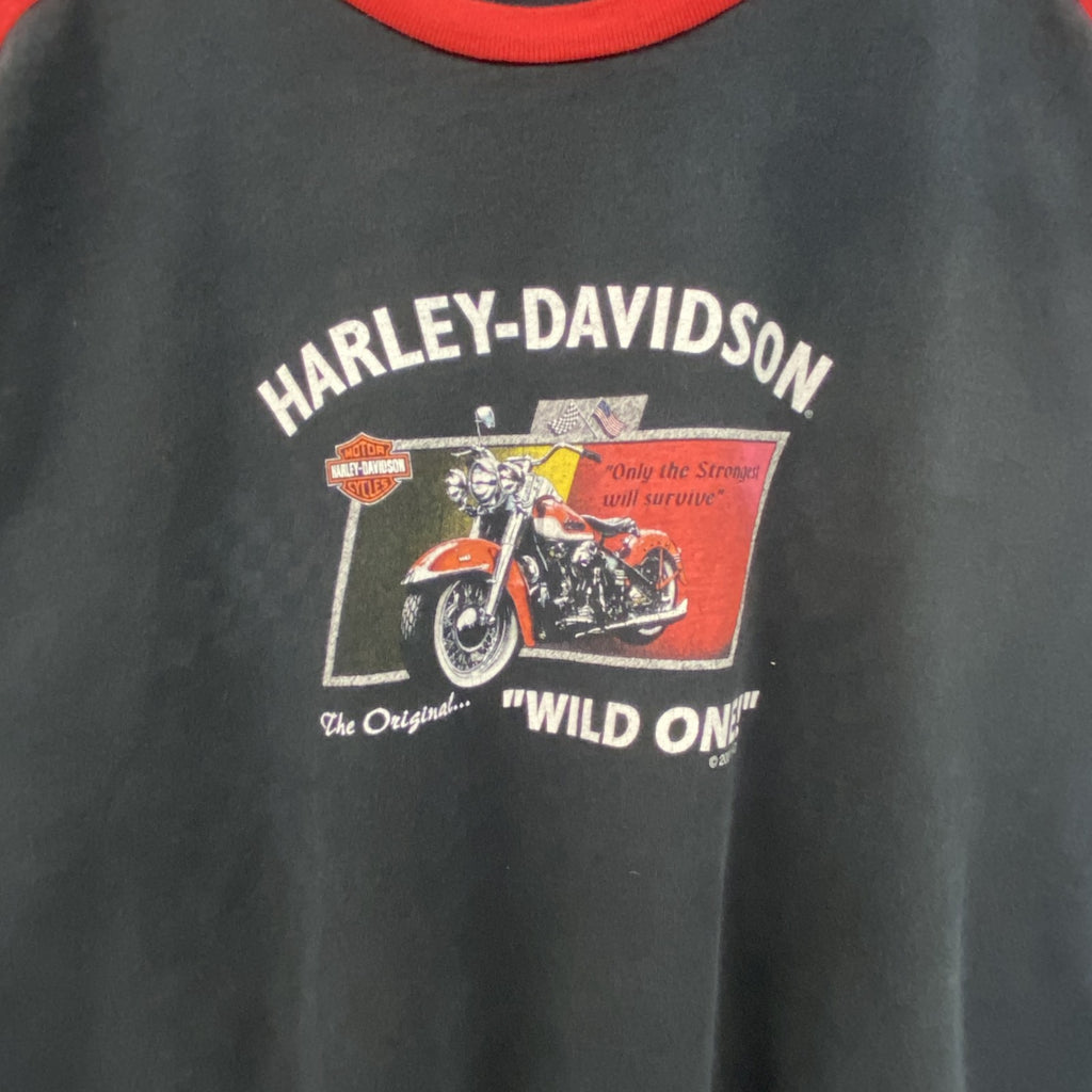 00s　HARLEY DAVIDSON　ハーレーダビッドソン　ヴィンテージ　長袖両面プリントTシャツ　黒　ブラック