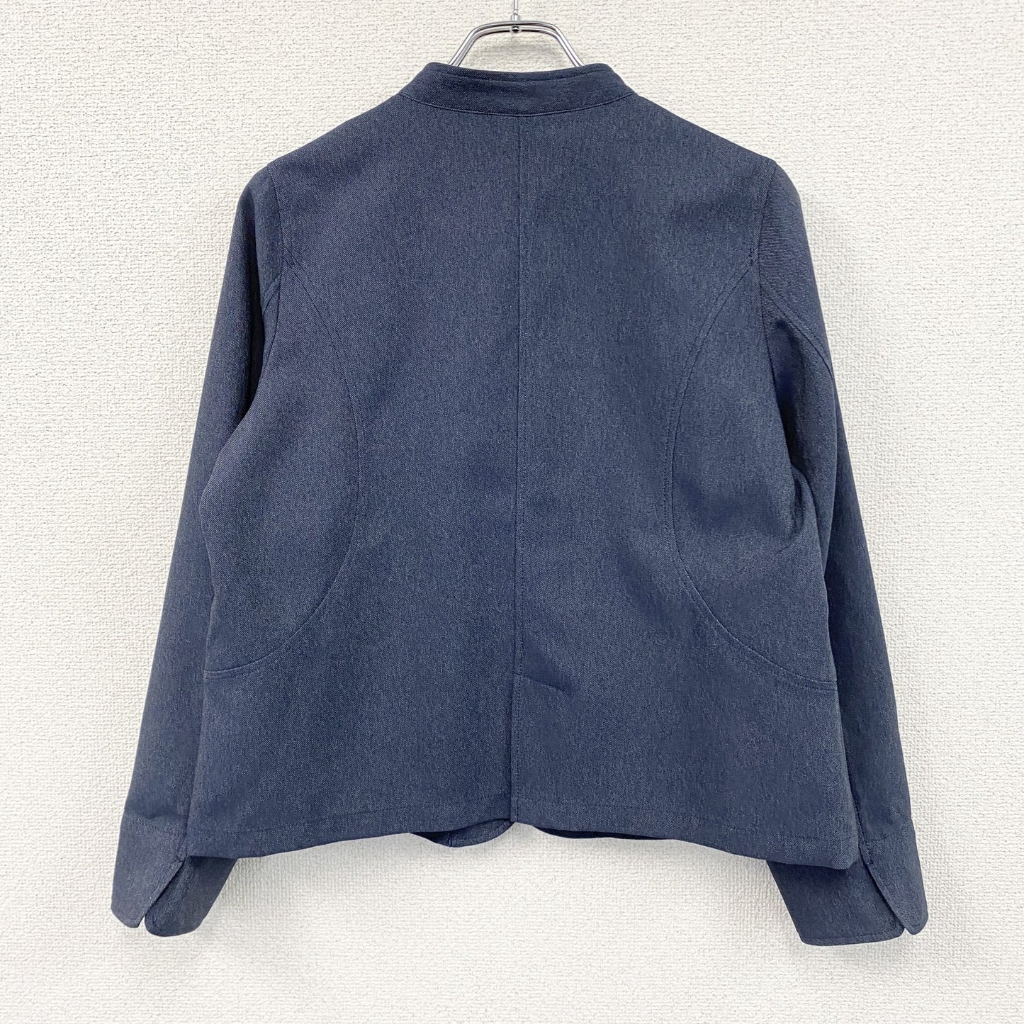 ハルメク　バンドカラーデニムジャケット　インディゴ　Lサイズ