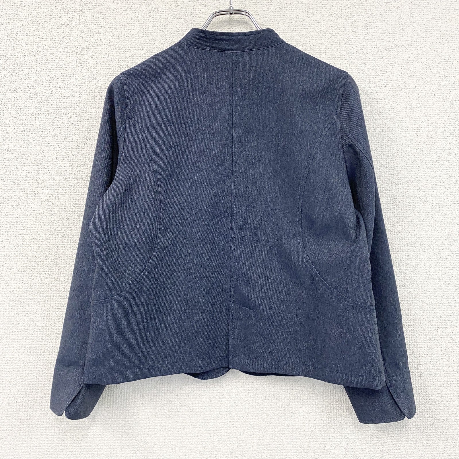 ハルメク　バンドカラーデニムジャケット　インディゴ　Lサイズ