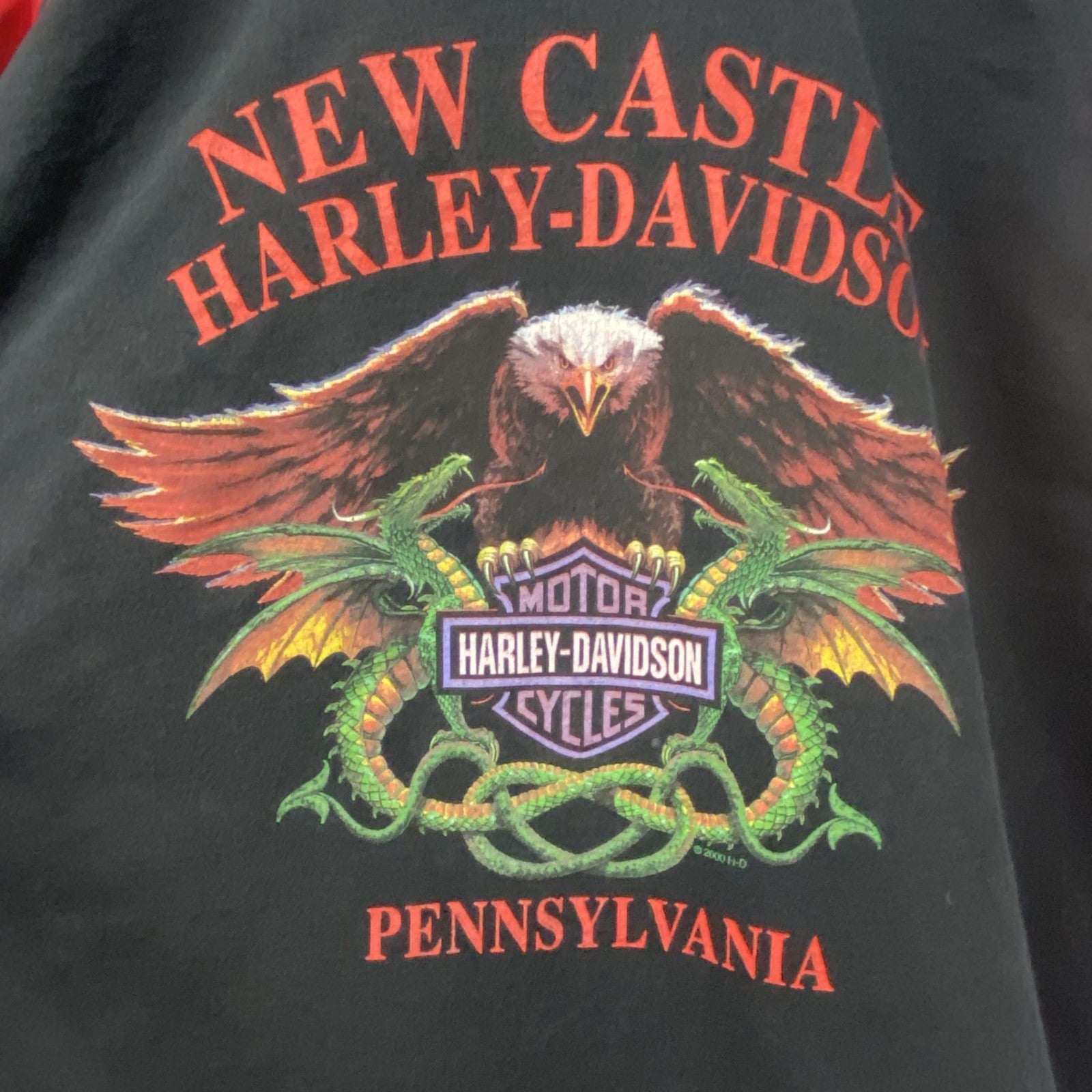 00s　HARLEY DAVIDSON　ハーレーダビッドソン　ヴィンテージ　長袖両面プリントTシャツ　黒　ブラック