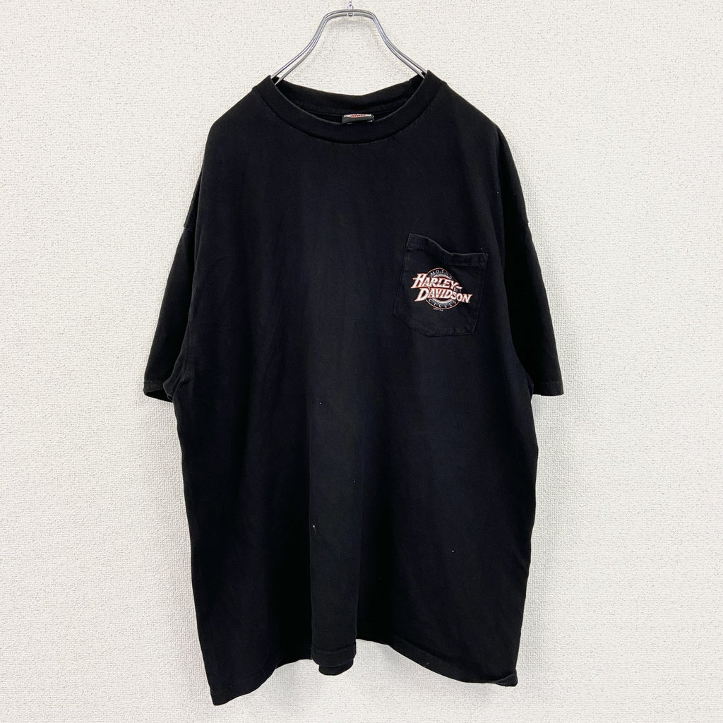 HARLEY DAVIDSON　ハーレーダビッドソン　半袖プリントTシャツ　胸ポケット　黒　ブラック　2XLサイズ