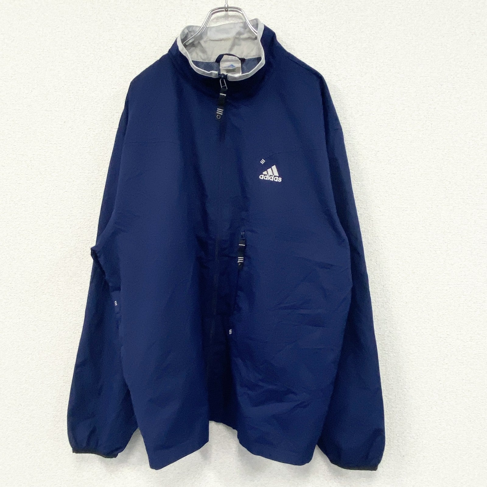 90s　adidas　アディダス　ナイロンジャケット　フルジップ　ヴィンテージ　青　Lサイズ
