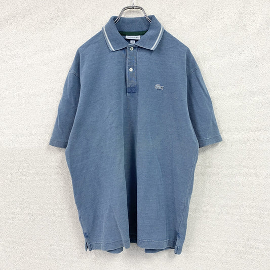 LACOSTE　ラコステ　半袖ポロシャツ　刺繡ロゴ　青　ブルー　Mサイズ