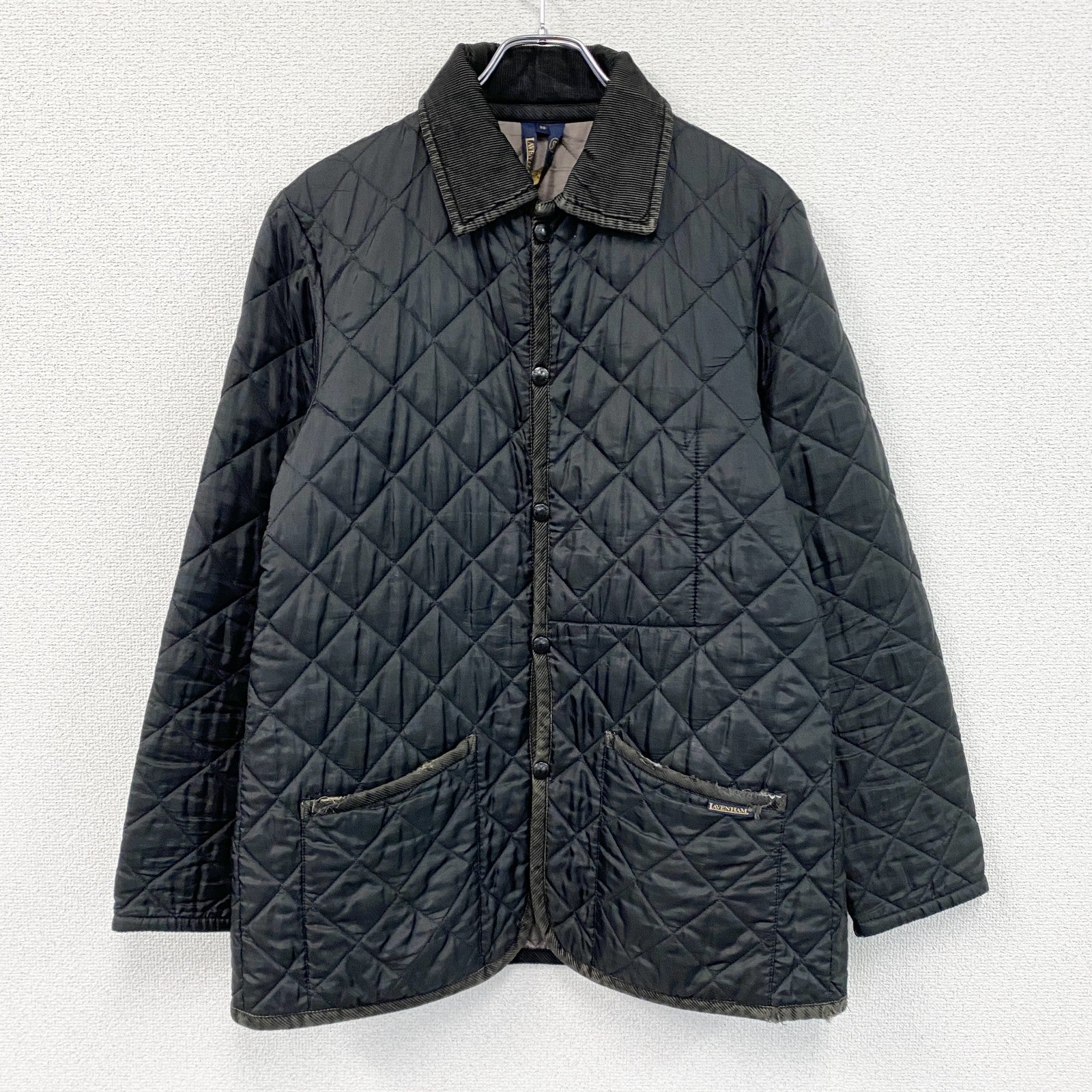 LAVENHAM　ラベンハム　キルティングジャケット　コーデュロイ襟　黒　ブラック　38サイズ　