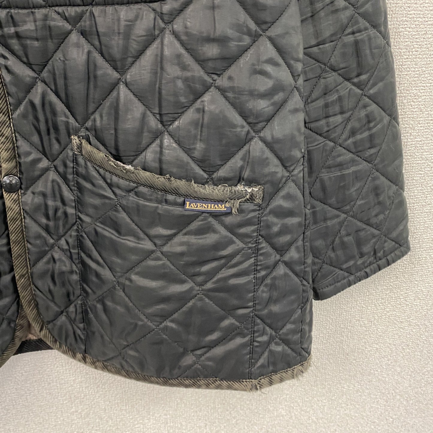 LAVENHAM　ラベンハム　キルティングジャケット　コーデュロイ襟　黒　ブラック　38サイズ　