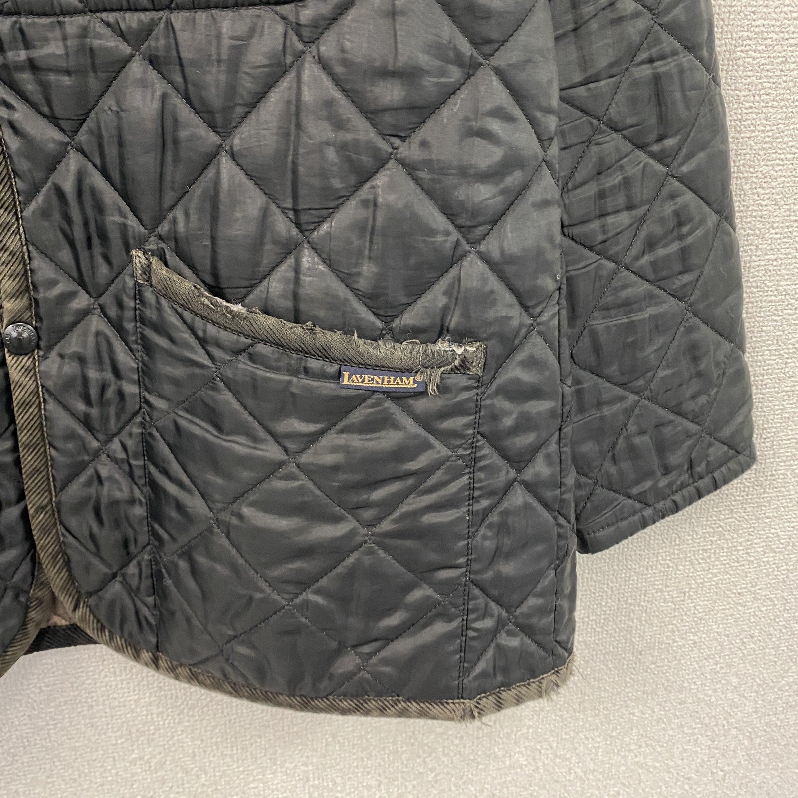 LAVENHAM　ラベンハム　キルティングジャケット　コーデュロイ襟　黒　ブラック　38サイズ　