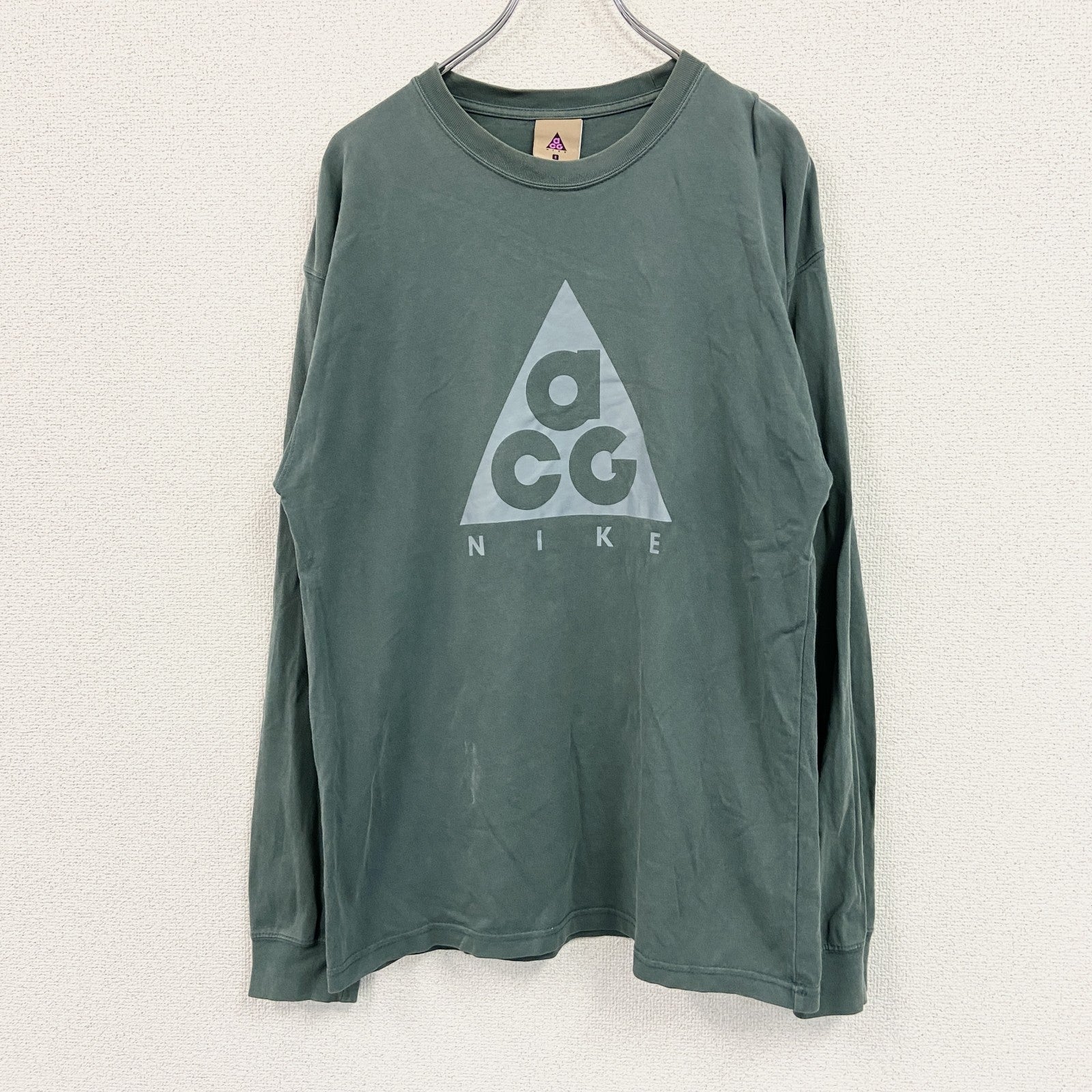 NIKE acg　ナイキエーシージー　長袖プリントTシャツ/ロンT　緑　グリーン　Sサイズ