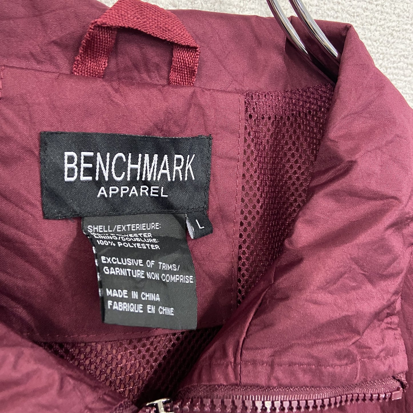 BENCHMARK　ベンチマーク　フルジップジャケット　刺繍ロゴ　ボルドー　Lサイズ