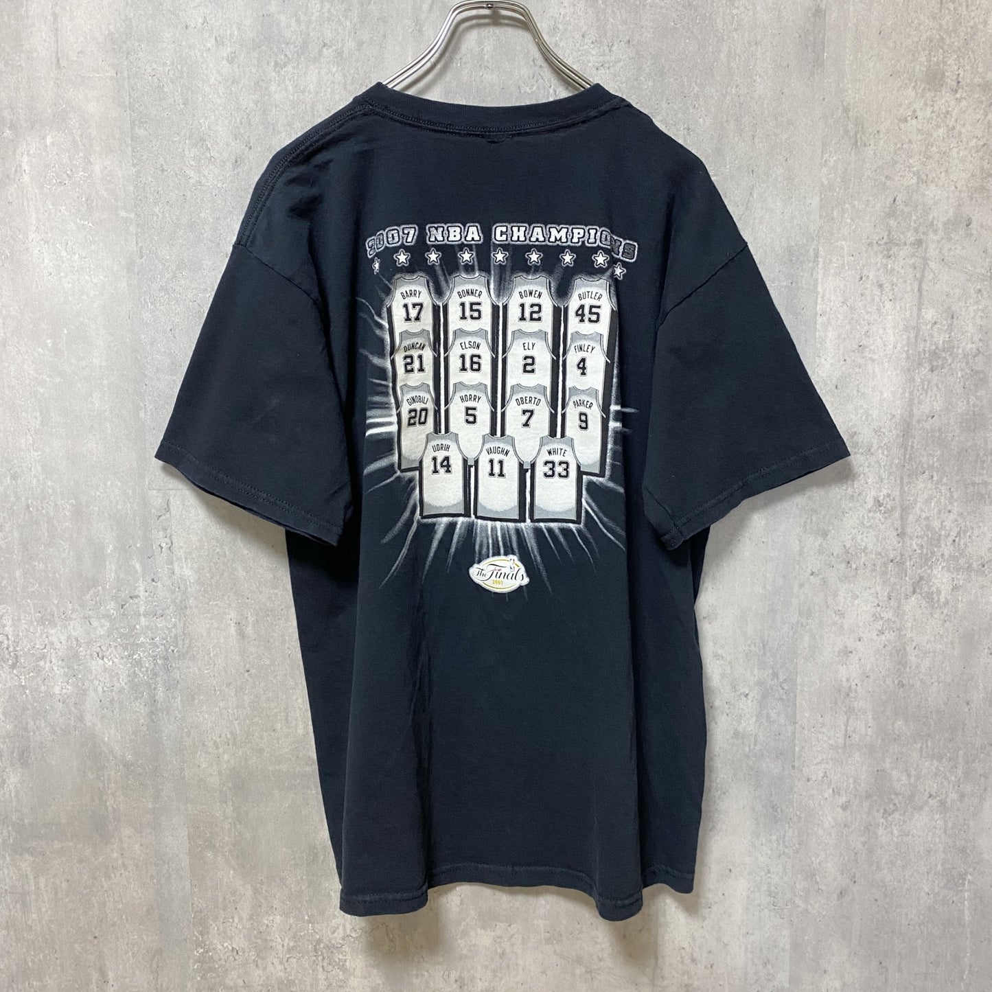 古着 used　NBA　SAN ANTONIO SPURS　バスケ　半袖プリントTシャツ　バックプリント　黒　スポーツ　Lサイズ