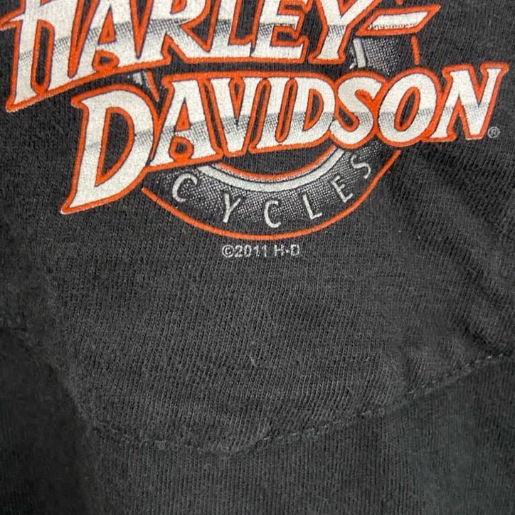 HARLEY DAVIDSON　ハーレーダビッドソン　半袖プリントTシャツ　胸ポケット　黒　ブラック　2XLサイズ