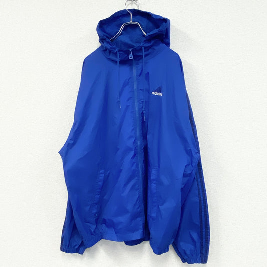90s　adidas　アディダス　ナイロンジャケット　フルジップ　ヴィンテージ　青　XLサイズ