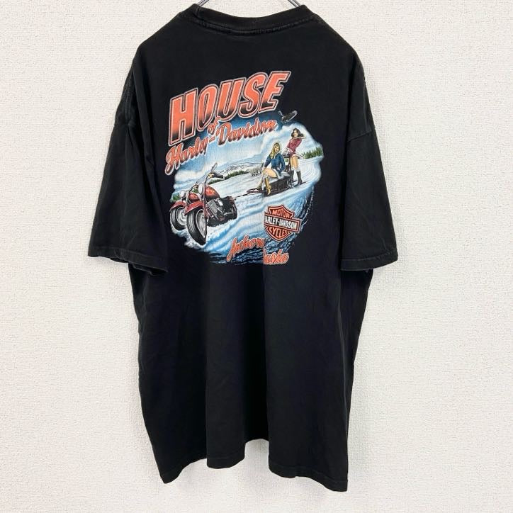 HARLEY DAVIDSON　ハーレーダビッドソン　半袖プリントTシャツ　胸ポケット　黒　ブラック　2XLサイズ