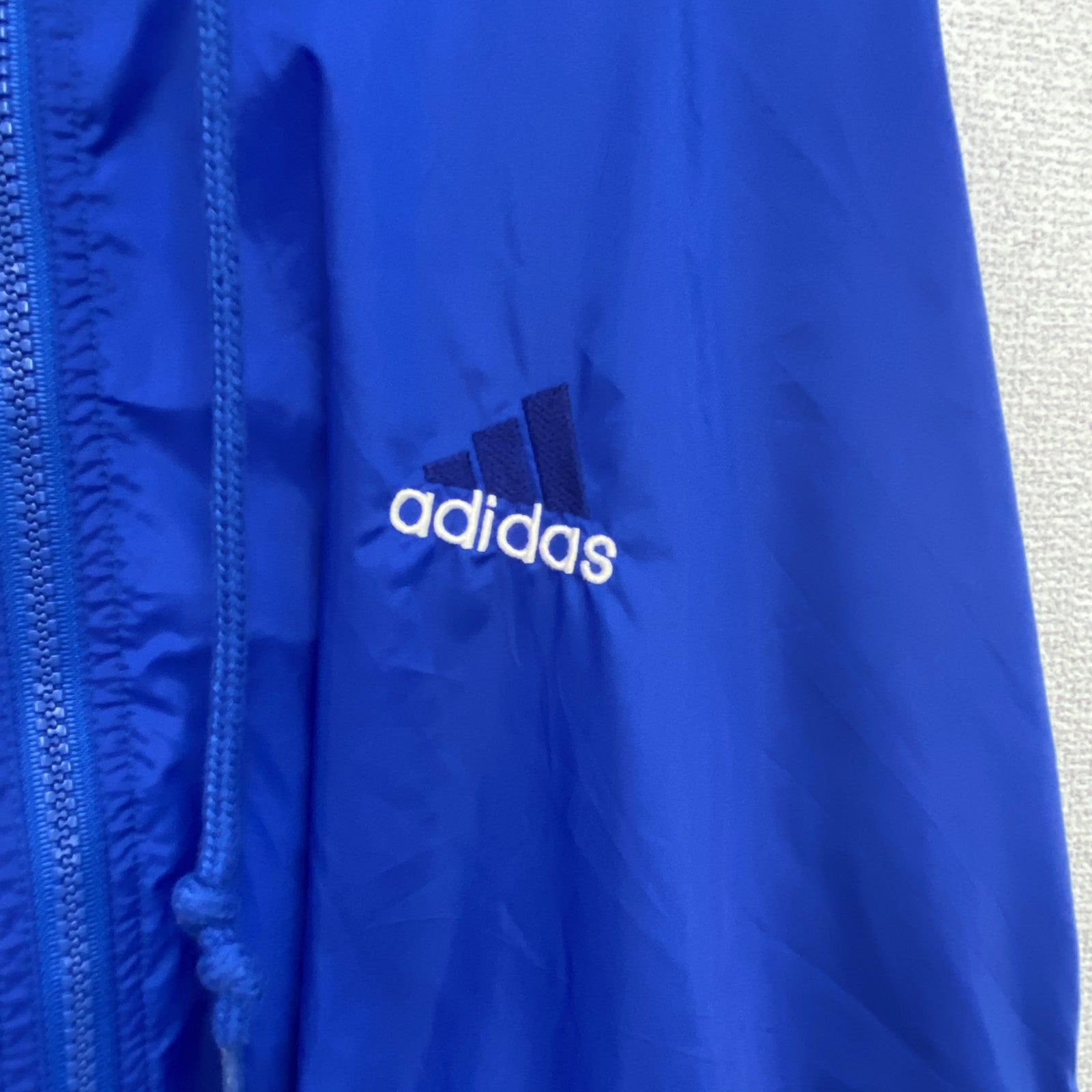 90s　adidas　アディダス　ナイロンジャケット　フルジップ　ヴィンテージ　青　XLサイズ