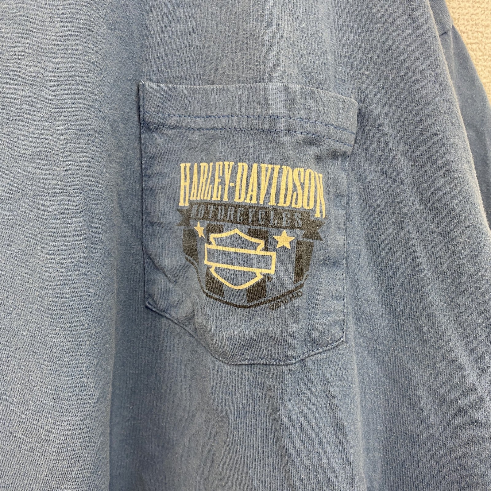 HARLEY DAVIDSON　ハーレーダビッドソン　半袖両面プリントTシャツ　青　ブルー　XLサイズ