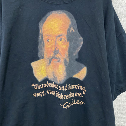 GILDAN　ギルダン　Galileo Galilei　ガリレオガリレイ　半袖プリントTシャツ　人物T　黒　ブラック　XLサイズ