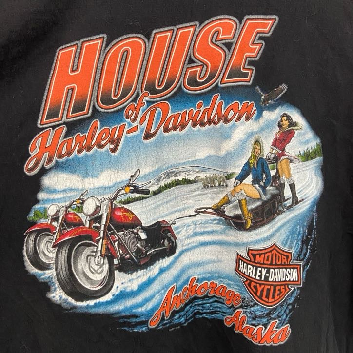 HARLEY DAVIDSON　ハーレーダビッドソン　半袖プリントTシャツ　胸ポケット　黒　ブラック　2XLサイズ