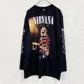 ROCK Yeah　長袖バンドプリントTシャツ/ロンT　バンT　NIRVANA　ニルヴァーナ　黒　ブラック　XLサイズ