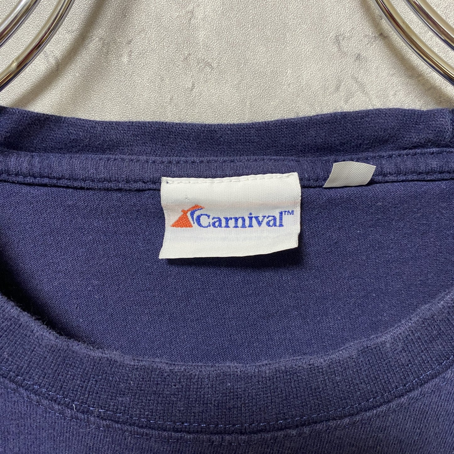古着 used　COZUMEL　半袖プリントTシャツ　ネイビー　紺　レトロ　デザイン　個性的　クルーネック　春夏服　Lサイズ