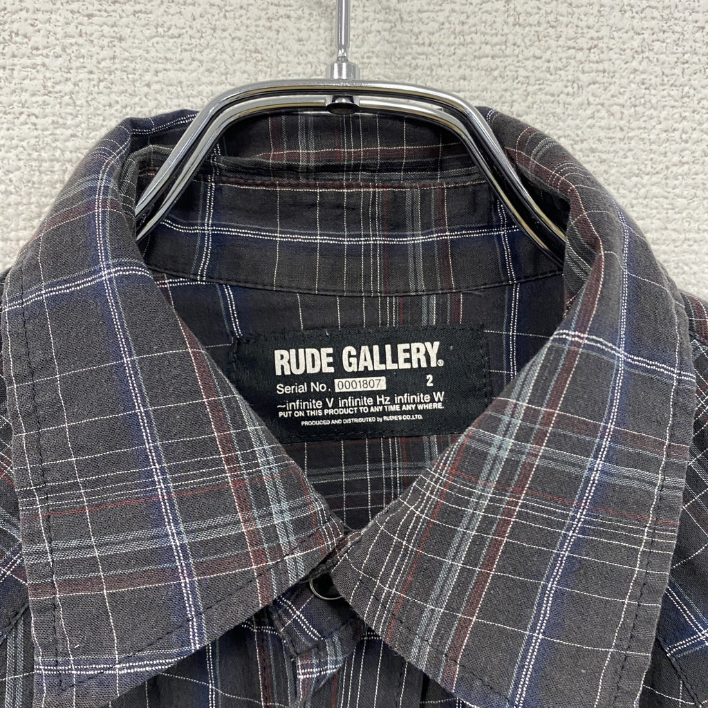 RUDE GALLERY　ルードギャラリー　長袖ウエスタンシャツ　チェック柄　グレー　2サイズ