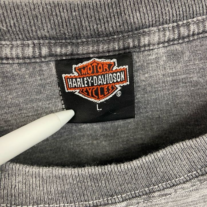 HARLEY DAVIDSON　ハーレーダビッドソン　半袖プリントTシャツ　USA製　灰色　グレー　Lサイズ