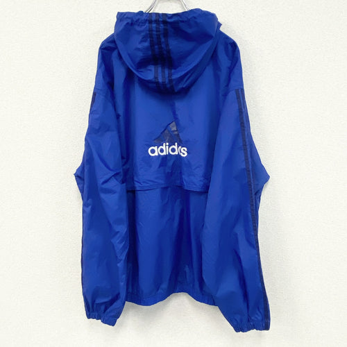 90s　adidas　アディダス　ナイロンジャケット　フルジップ　ヴィンテージ　青　XLサイズ