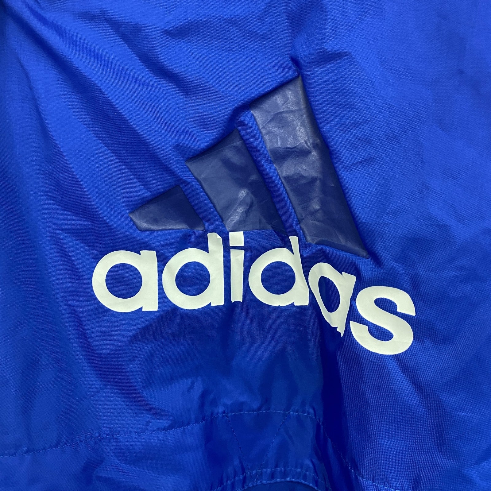 90s　adidas　アディダス　ナイロンジャケット　フルジップ　ヴィンテージ　青　XLサイズ