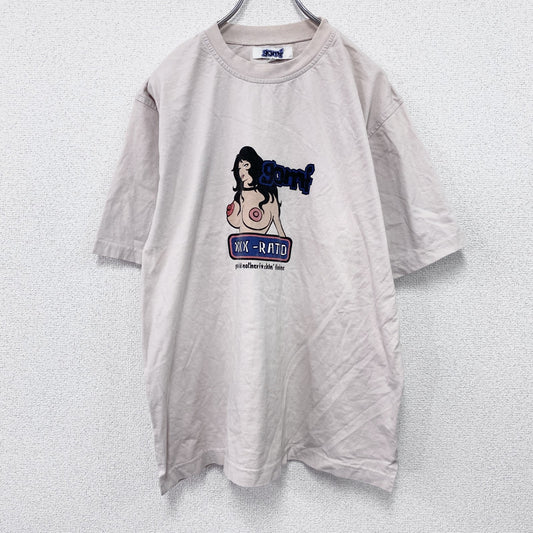 ～00s　gomf　半袖プリントTシャツ　エロT　アニメT　ユーロヴィンテージ　ベージュ　Mサイズ