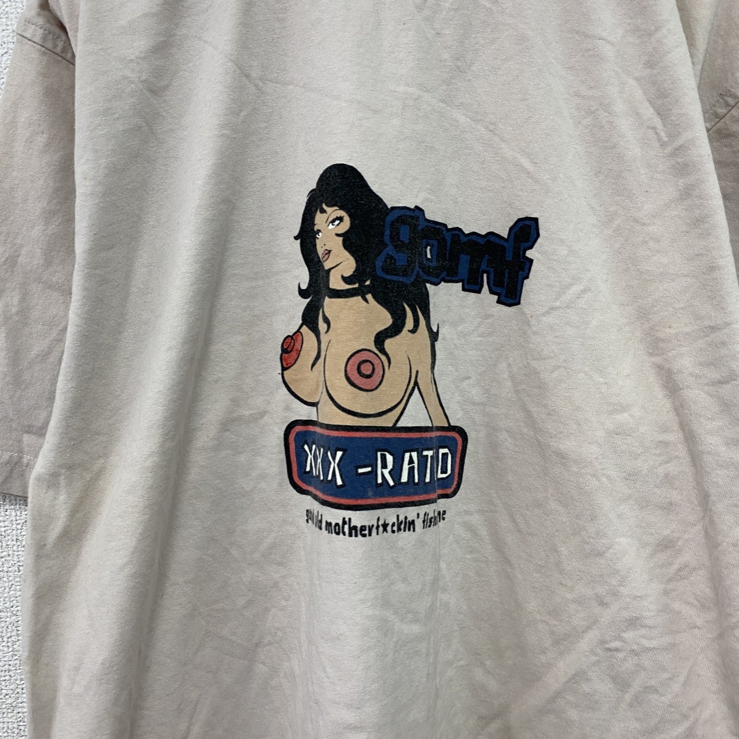 ～00s　gomf　半袖プリントTシャツ　エロT　アニメT　ユーロヴィンテージ　ベージュ　Mサイズ