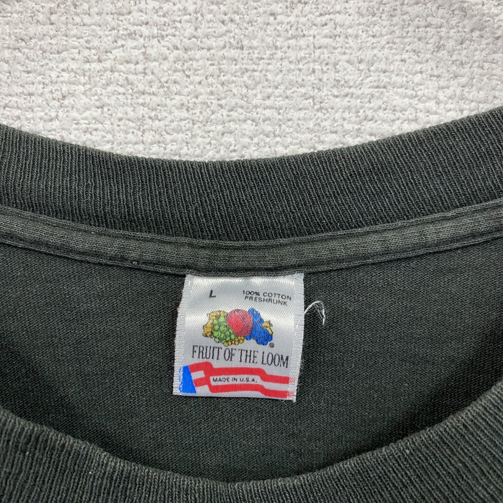 90s　FRUIT OF THE LOOM　フルーツオブザルーム　半袖プリントスーベニアTシャツ　アニマル　サメ　シングルステッチ　ヴィンテージ　黒　ブラック　Lサイズ