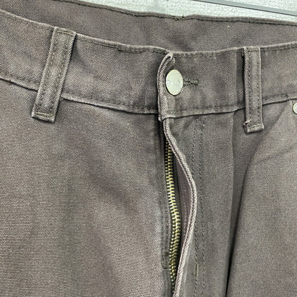 ノーブランド　ダブルニーペインターパンツ　ダックパンツ　ジップフライ　ブラウン