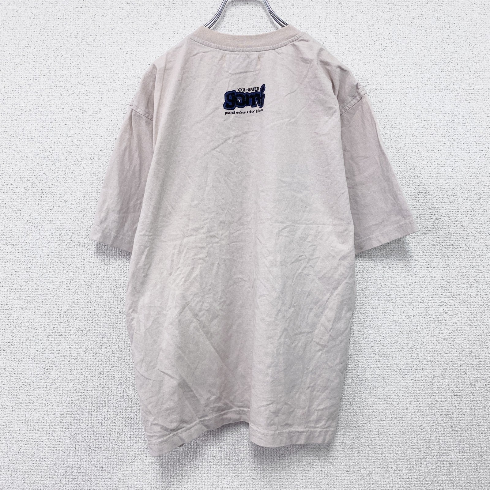 ～00s　gomf　半袖プリントTシャツ　エロT　アニメT　ユーロヴィンテージ　ベージュ　Mサイズ