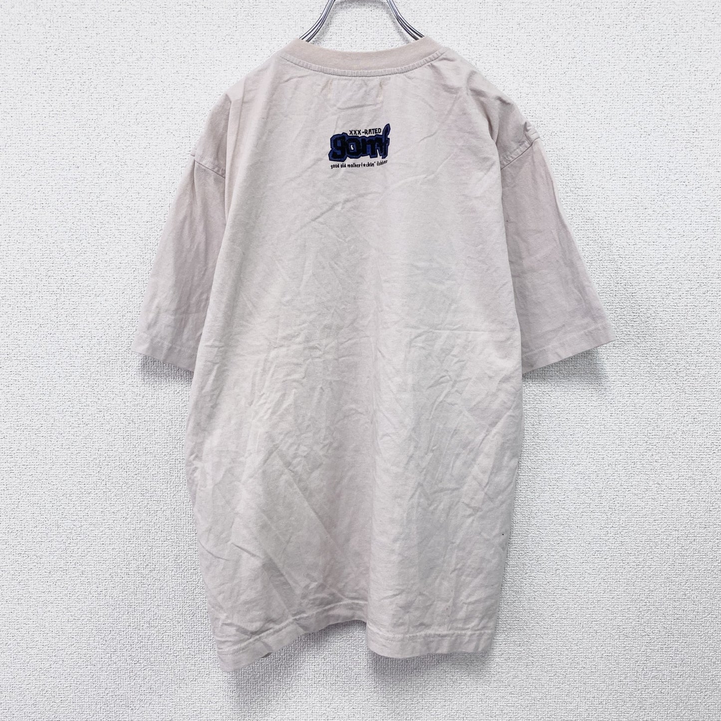 ～00s　gomf　半袖プリントTシャツ　エロT　アニメT　ユーロヴィンテージ　ベージュ　Mサイズ
