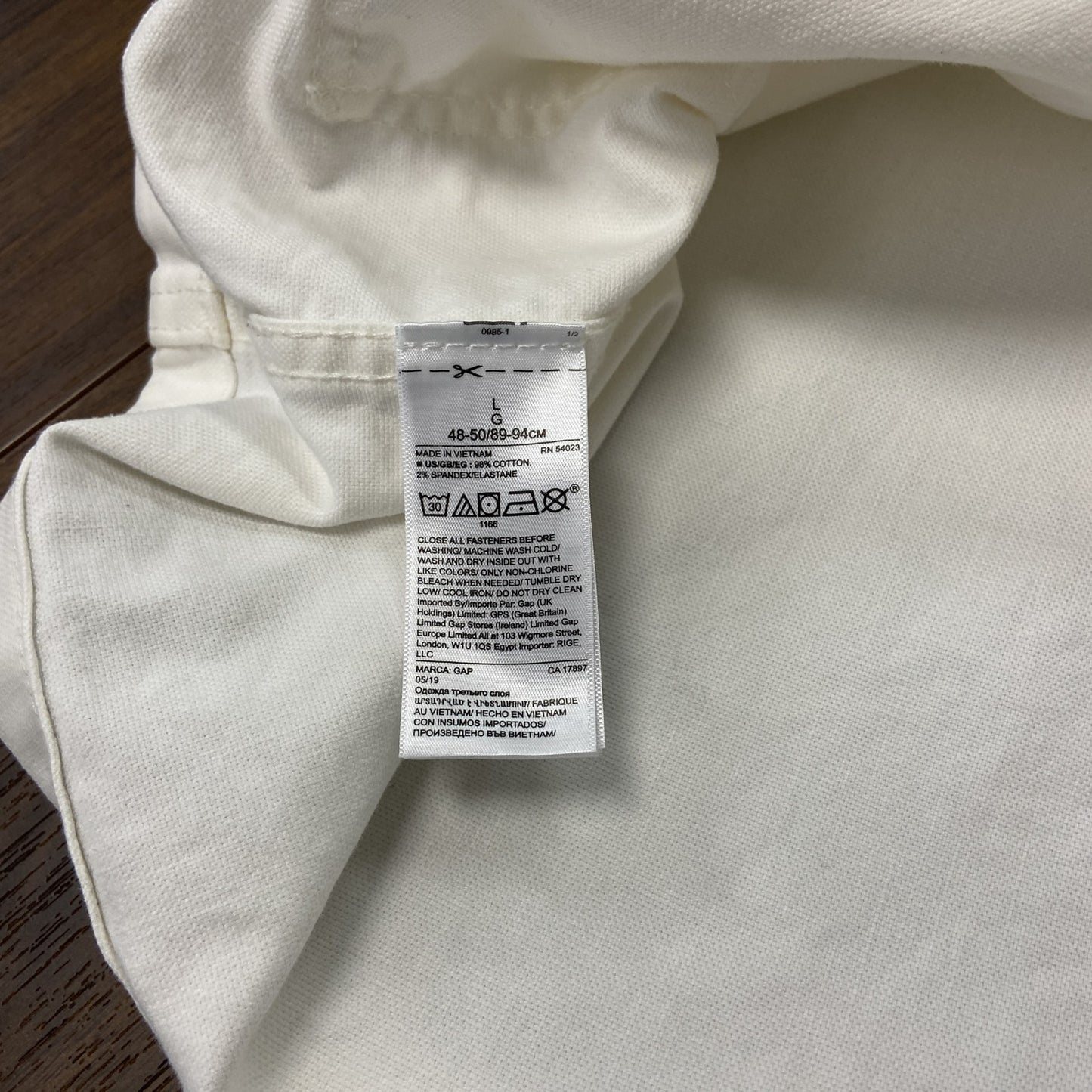 GAP　ギャップ　WORK FORCE　長袖ダウンシャツ　白　ホワイト　Lサイズ