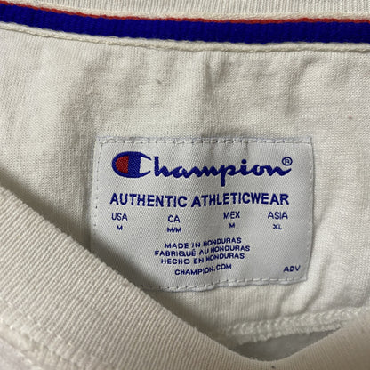 古着 used Champion チャンピオン　長袖クルーネックロゴスウェット　トレーナー　白　レトロデザイン　Mサイズ