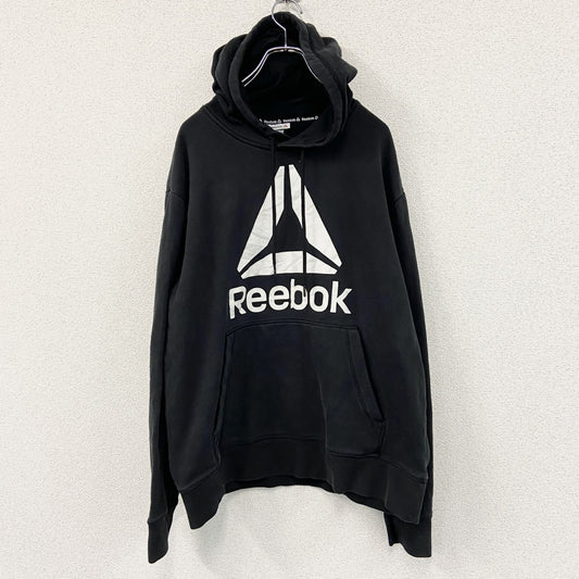 Reebok　リーボック　スウェットパーカー/フーディー　デカロゴ　黒　ブラック　XLサイズ