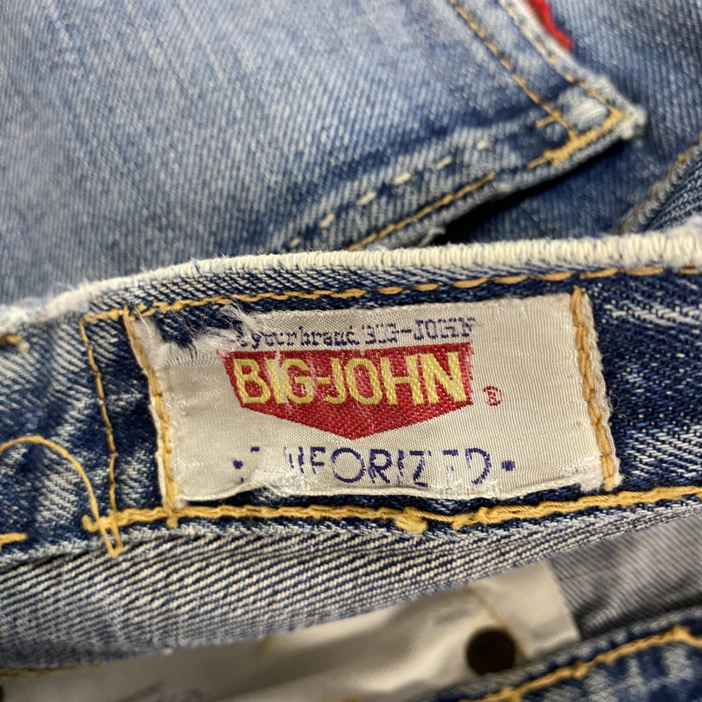 BIG JOHN　ビッグジョン　ダメージデニムパンツ/ジーンズ　縦落ち　鬼ヒゲ　フェード　ジップフライ　インディゴ