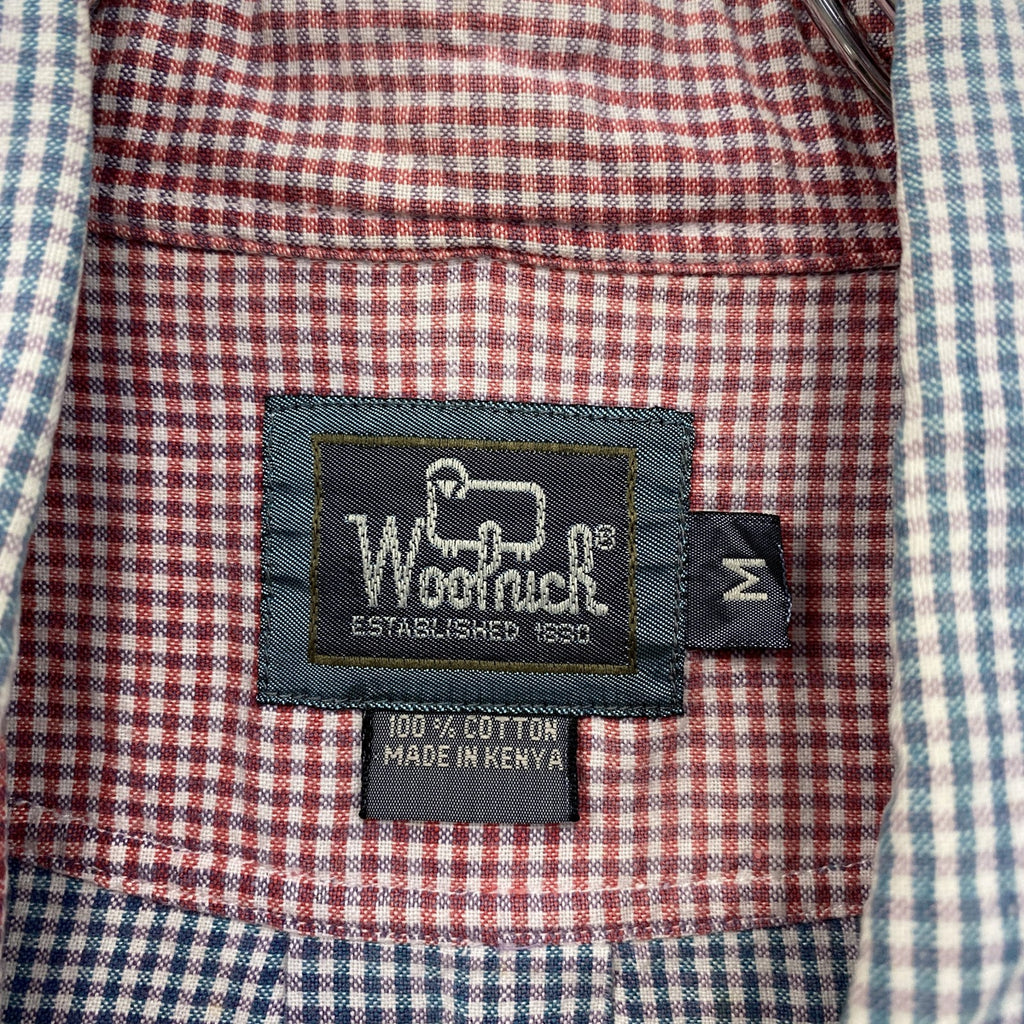 ～00s　Woolrich　ウールリッチ　半袖ボタンダウンシャツ　ヴィンテージ　ギンガムチェック　青　ブルー　Mサイズ