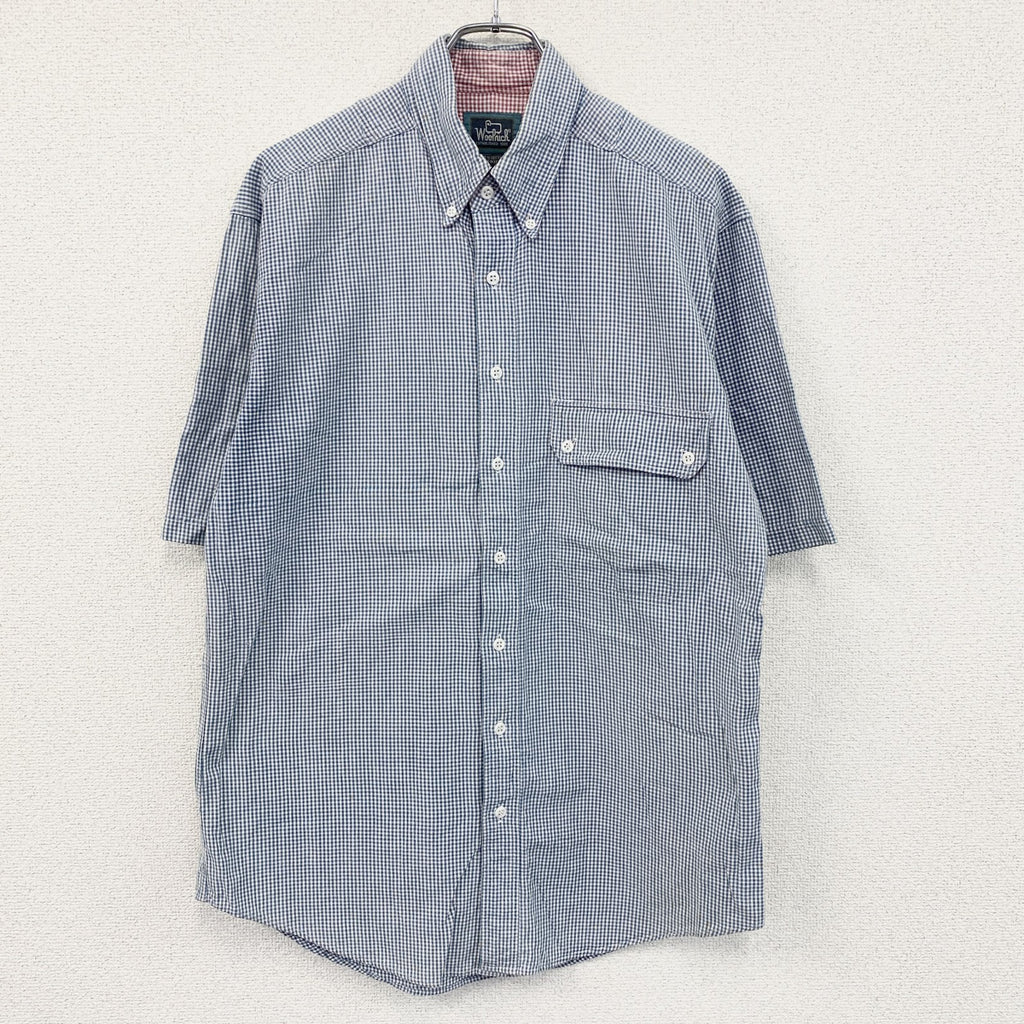 ～00s　Woolrich　ウールリッチ　半袖ボタンダウンシャツ　ヴィンテージ　ギンガムチェック　青　ブルー　Mサイズ