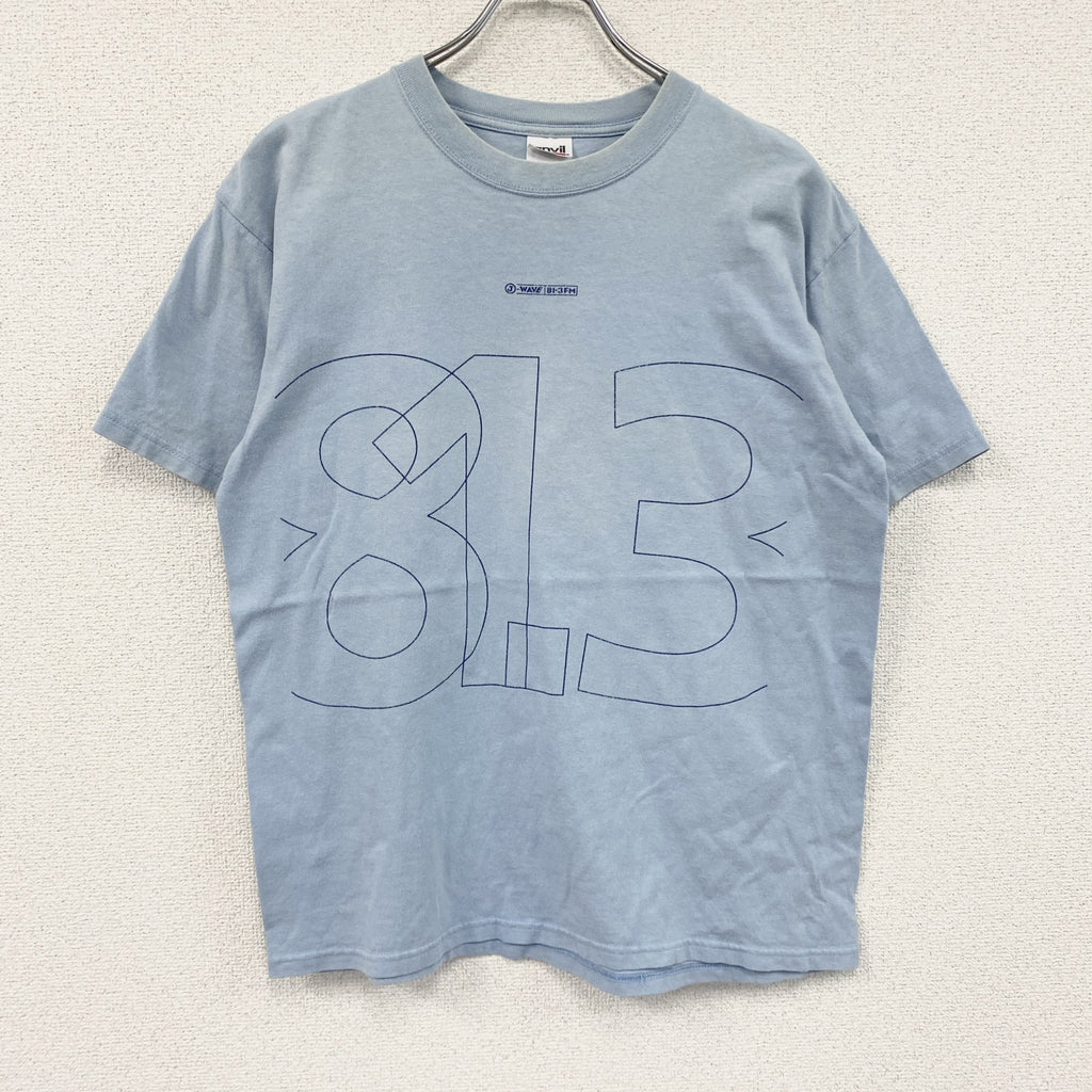 00s　anvil　J-WAVE　半袖プリントTシャツ　ヴィンテージ　ラジオ　水色　ライトブルー　Mサイズ