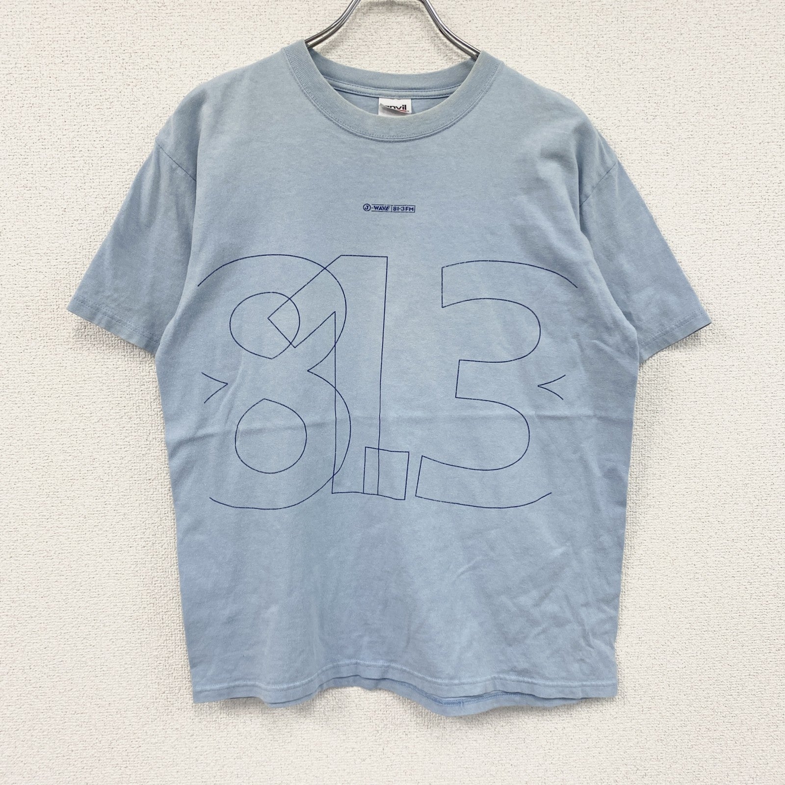 00s　anvil　J-WAVE　半袖プリントTシャツ　ヴィンテージ　ラジオ　水色　ライトブルー　Mサイズ