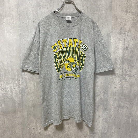 古着 used　GILDAN　ギルダン　アメフト　半袖カレッジプリントTシャツ　スポーツ　グレー　オーバーサイズ　XLサイズ