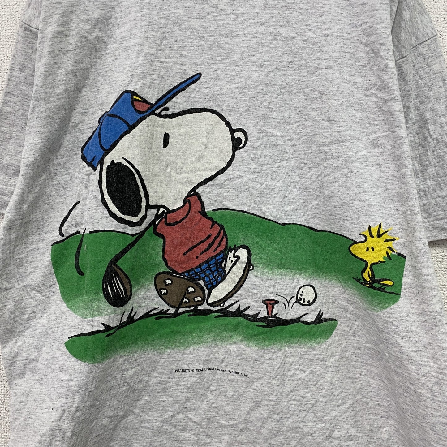 90s　Touch of gold　PEANUT　SNOOPY　スヌーピー　半袖プリントTシャツ　キャラクターT　グレー　Lサイズ