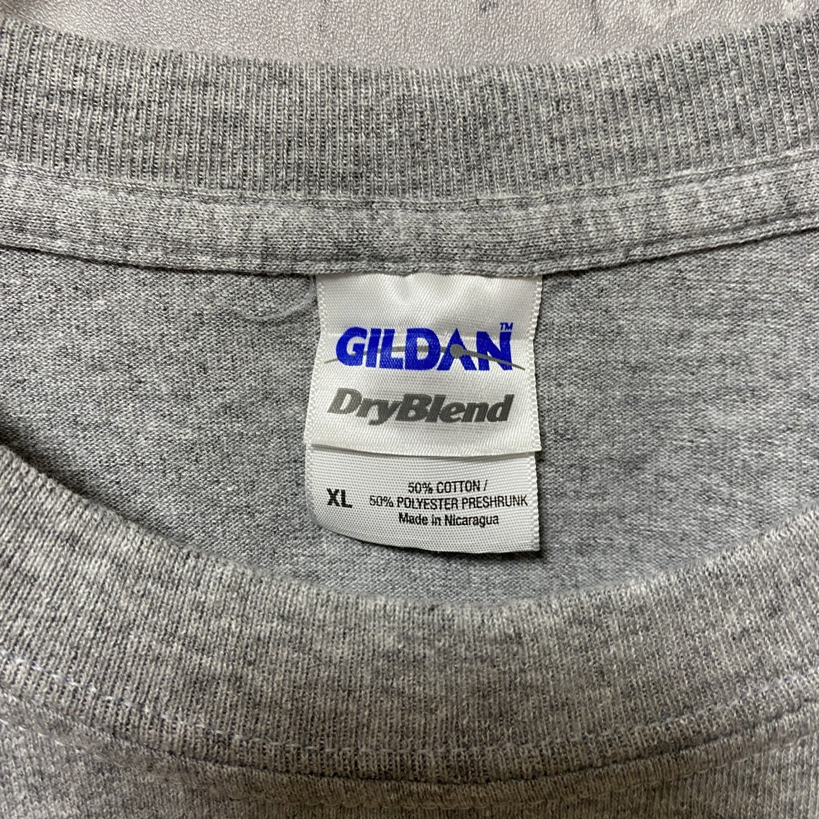 古着 used　GILDAN　ギルダン　アメフト　半袖カレッジプリントTシャツ　スポーツ　グレー　オーバーサイズ　XLサイズ