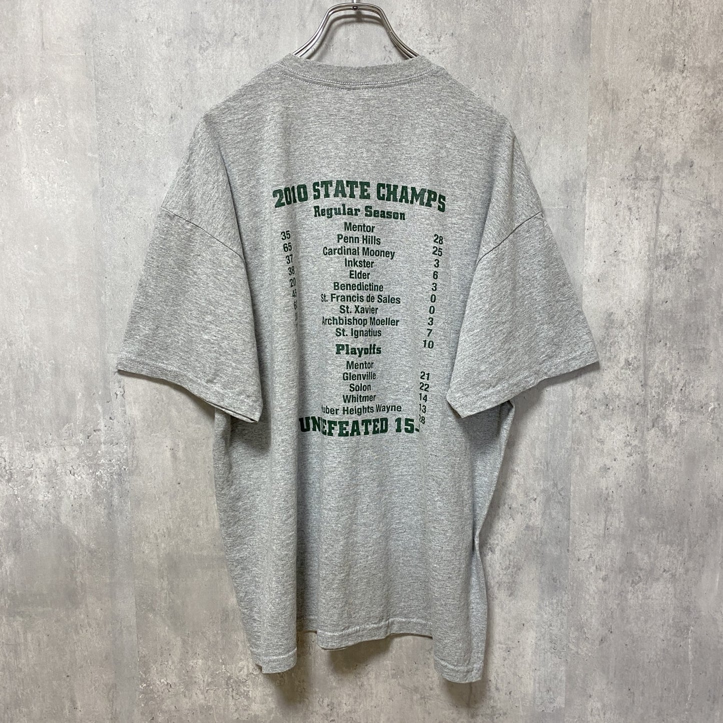古着 used　GILDAN　ギルダン　アメフト　半袖カレッジプリントTシャツ　スポーツ　グレー　オーバーサイズ　XLサイズ