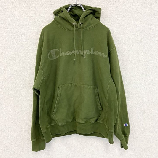 champion　チャンピオン　リバースウィーブ　プリントスウェットパーカー/フーディー　カーキ　Lサイズ