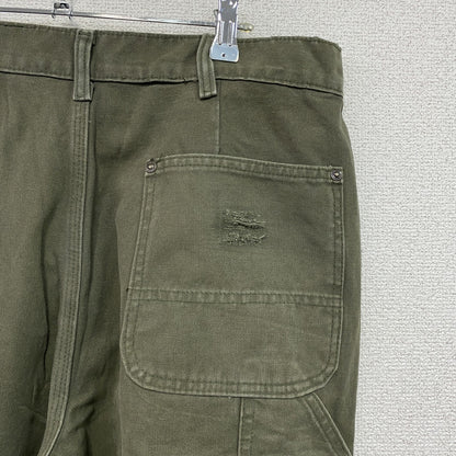 ノーブランド　ダブルニーペインターパンツ　ダックパンツ　ジップフライ　カーキ