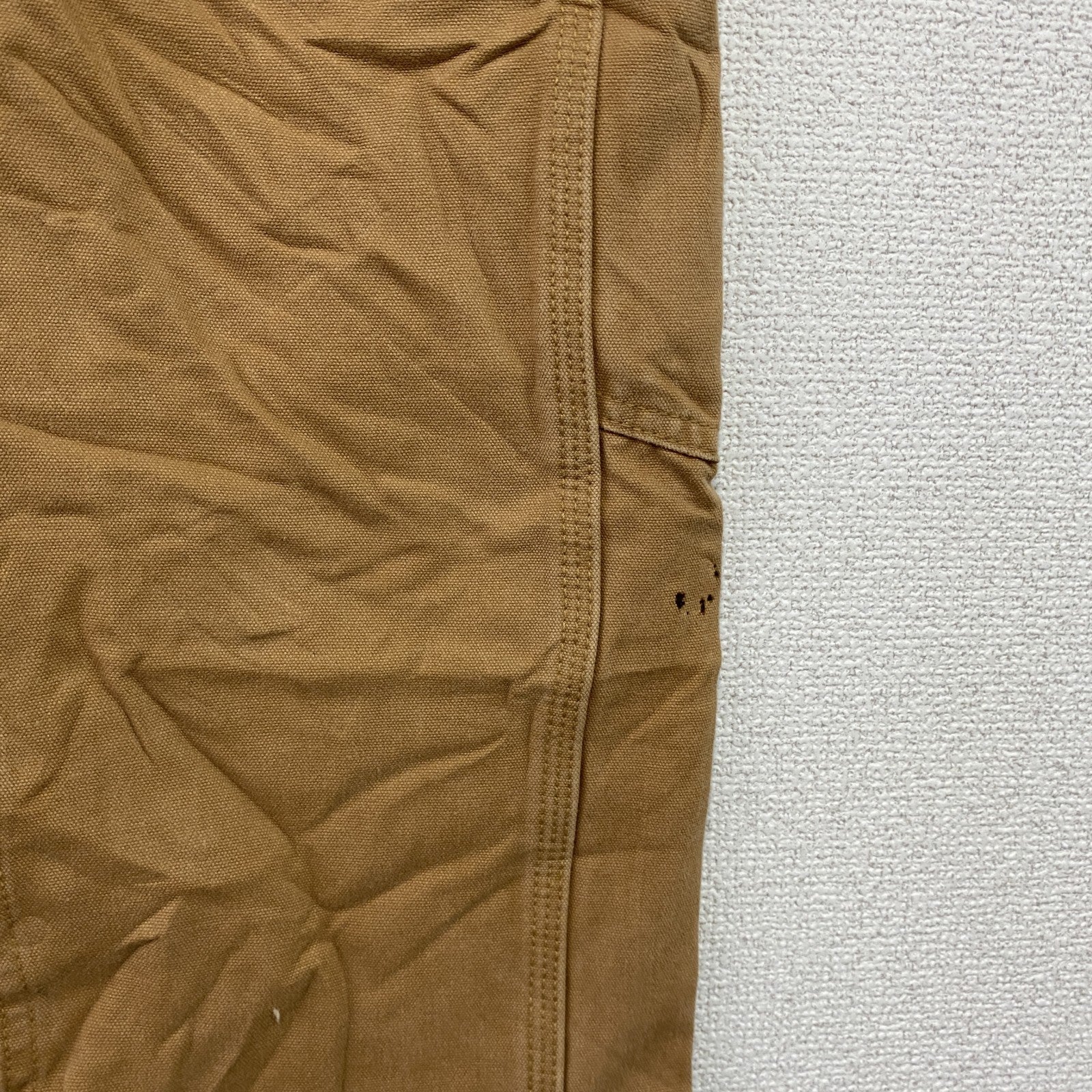 ノーブランド　ダブルニーペインターパンツ　ダックパンツ　ジップフライ　キャメル
