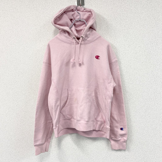 Champion　チャンピオン　リバースウィーブ　スウェットパーカー/フーディー　ヘビーウエイト　刺繡ロゴ　現行　ピンク　Mサイズ